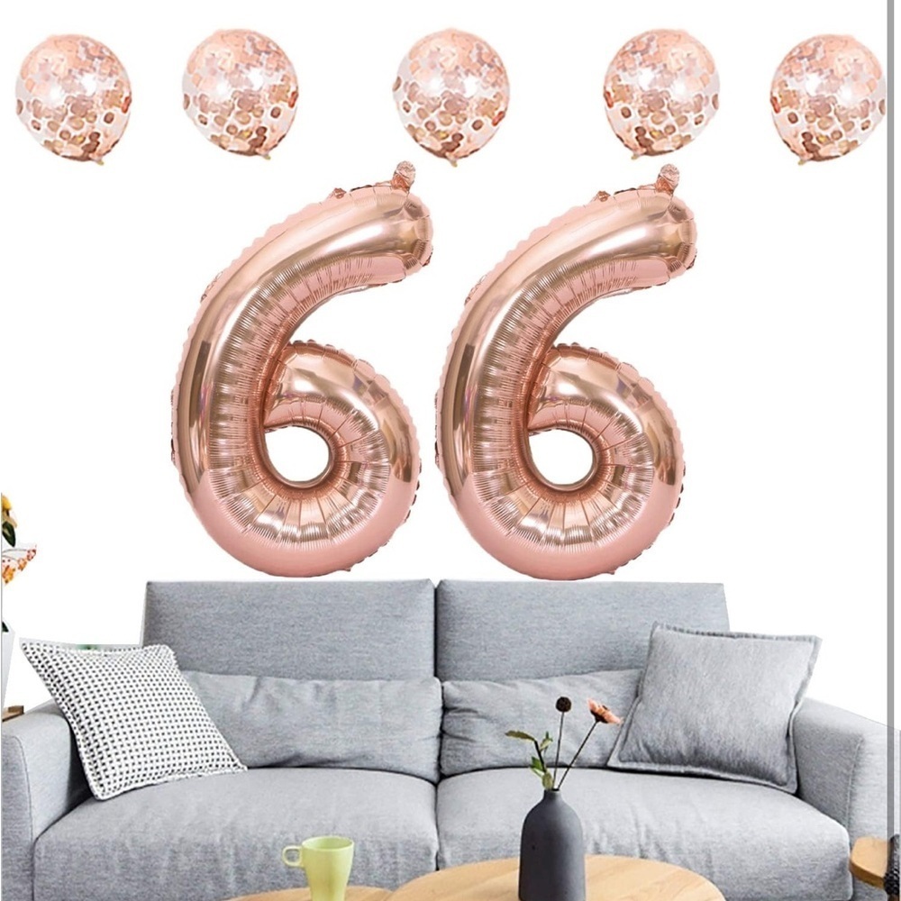 66th birthday party decorations. Rose gold balloons. 66 birthday decor NWT RW4 - Picture 4 of 6